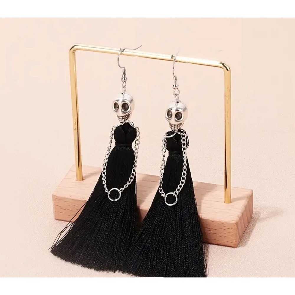 Halloween Skeleton‎ Bride Tassel Earrings
